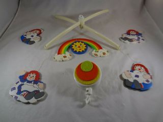 Vintage 1978 Bobbs - Merrill Raggedy Ann And Andy Musical Crib Mobile -