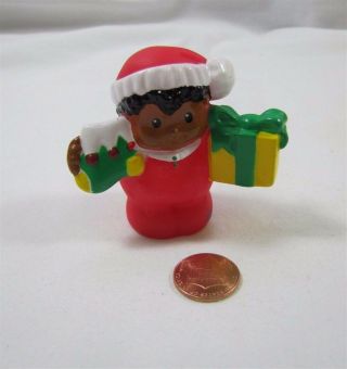 Fisher Price Little People Holiday Christmas Michael Boy In Red W/ Stocking Rare
