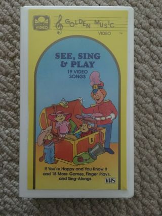 See,  Sing,  & Play Vhs 1986 Rare - Golden Music - 19 Kids Sing - A - Longs/games