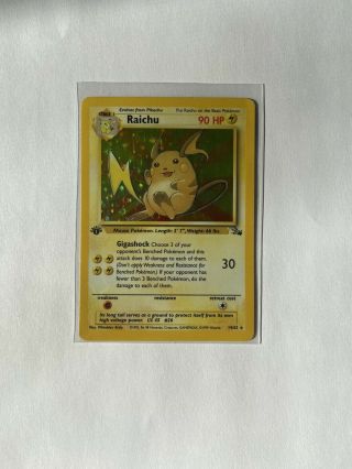 Raichu 1999 Pokemon Game 1st Edition Rare Holo Fossil 14/62 Nm /