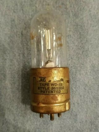 Radiotron Wd - 12 Brass Base Tipped Antique Radio Amp Vacuum Tube Good Filament