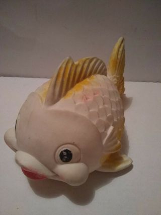 Vtg Rare Mexican Rubber Squeaky Fish Cleo Toy Mexico Squeak Toy 8 " Long
