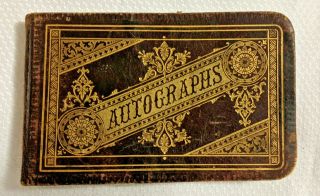 Circa 1880 Antique Victorian Autograph Book Leather Cover Filled Otsego Ny