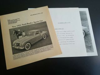 Rare Vintage 1954 Nash Healey Sports Car Press Release Photo Ad