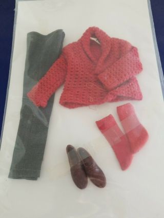 Vintage Ken Doll Clothes Black Label Red Sweater,  Pants,  Shoes,  Red Socks