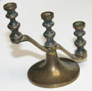 Vintage Antique Brass Candelabra Mini Miniature Small 2.  5 " 3 Arm