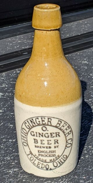 Antique Pottery Ohio Ginger Beer Bottle - Toledo Ohio