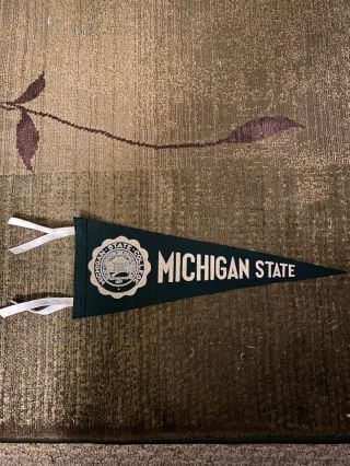 Rare Antique 1950s Michigan State College Mini Felt Pennant