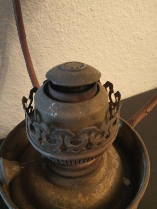 Vintage Large Brass Trawler lamp oil kerosene cabin lantern 3