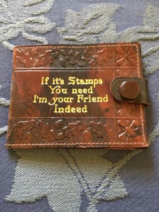 Vintage Antique Leather Stamp Wallet
