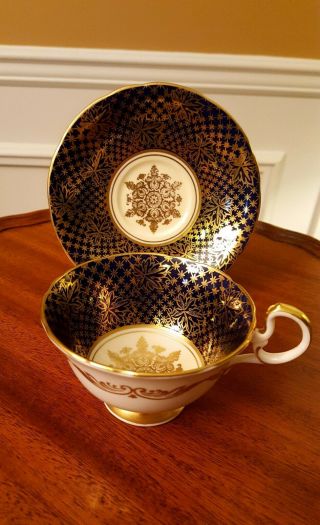 Rare Vintage Aynsley Cobalt And Heavy Gilt Tea Cup And Saucer