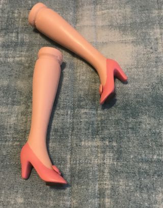 Vintage Porcelain Doll Legs 3 1/2” Painted On Pink Shoes Heels Parts Repairs