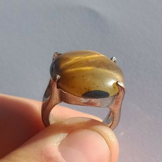 Ancient Roman Silver Ring Detector Finds With Inserting Tiger Eye Stone