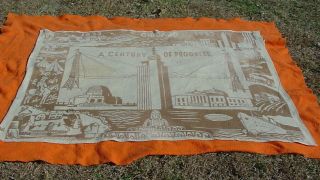 Rare 1933 Chicago Worlds Fair Century Of Progress Souvenir Blanket