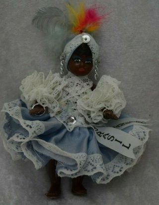 Vintage Hard Plastic Souvenir Doll Rio De Janeiro Brazil Ethnic Costume 5 " T