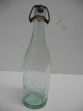 Antique Chas.  Mau 561 156th St N.  Y.  Registered Clear Glass Beer Bottle With Cap