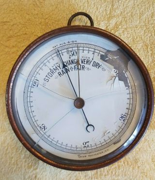 Antique Brass Tycos Barometer Rochester,  Ny Pat.  Aug.  18 - 1914