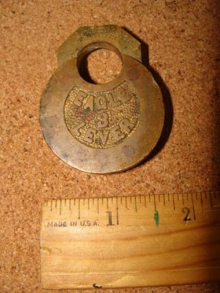 Rare Antique Solid Brass Eagle Lock Co 3 Lever Padlock No Key