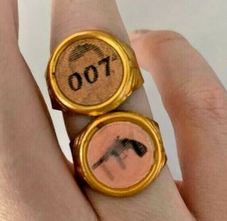 James Bond 007 Sean Connery Lenticular Flicker Ring & Oss 117 Rare Gumball Brass