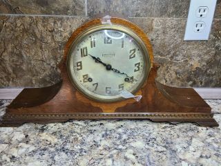 Antique Mantel Clock - Wood Eight 8 - Day Chime Ingraham (as - Is Read)