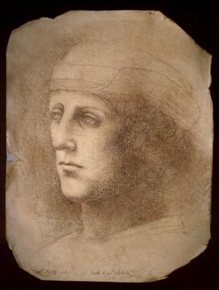 Rare Old Italian Master After Leonardo Portrait Of An Young Man
