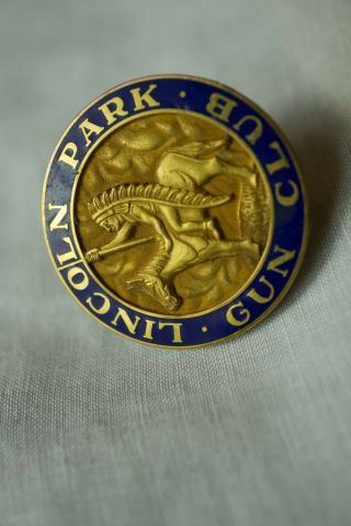 Antique Morgans 10k.  Gold Filled Enameled Lincoln Park Club Pin Back Rare