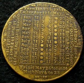 1780 American Revolution Period Calendar Medal RARE BRITISH 2