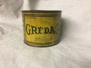 Rare Vintage Gredag Grease Can.  2 Pound Can Oil Can 100 Years Old