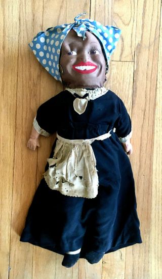 Vintage Hand - Sewn Auntie Composition Doll Cloth Body Black Americana