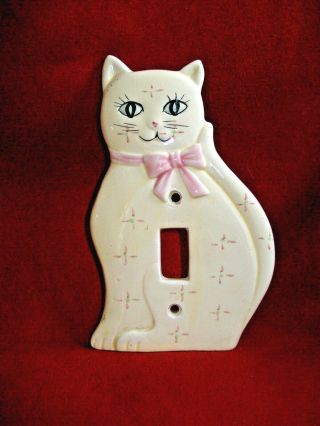Vintage 1989 Ceramic 6 1/4 " Cat Switch Plate