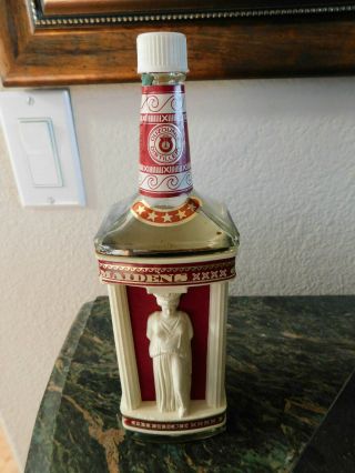 Vintage Red White Greek Ouzounis Maidens Brandy No 17 Empty Bottle C.  1960 