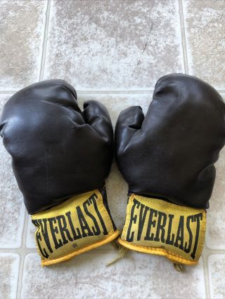 Everlast - Vintage 5oz.  Brown Leather Boxing Gloves - Usa Made Rare