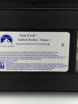 NICKELODEON VHS: Drake & Josh Suddenly Brothers Volume 1 Rare HTF 2