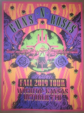 Guns N Roses Lithograph Poster Wichita Kansas 10 - 7 - 2019 Rare & Numbered /300