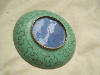 Small CHARMING Solid Brass and ENAMEL Pin Dish BOWL Cloisonne FLORAL Decoration 2
