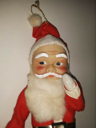 Vtg 1950s 60s Rubber Face Santa Claus 9 " Tall Made In Japan Christmas Ornament