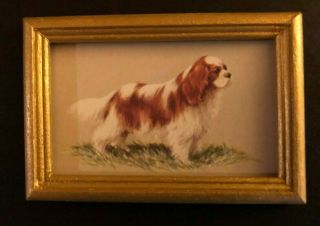 Framed " Top Dogs " Print - “the Cavalier King Charles Spaniel ",  1:12 Dollhouse