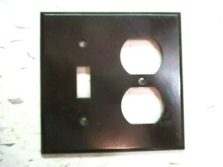 Leviton Brown Smooth Bakelite 2 - Gang Switch Outlet Combo Plate Wall Cover 1 Vtg