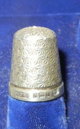 Antique Fancy H.  G.  & S English Sterling Silver Thimble The Spa