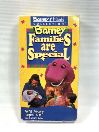 Barney Families Are Special White Vhs Cassette Tape 1995 Barney And Friends Rare