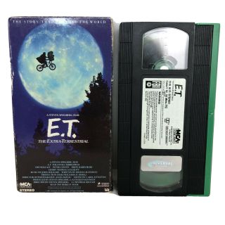 E.  T.  Et Vhs 1982 Black,  Green Cassette Rare Collectible Steven Spielberg
