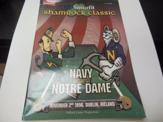 1996 Navy Vs Notre Dame Irish Ncaa Football Program In Dublin,  Ireland Rare