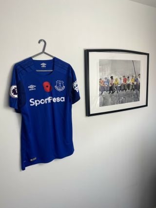 Everton Player Issue Home Football Shirt 27 Vlasic Size M Poppy 2017/18 Rare