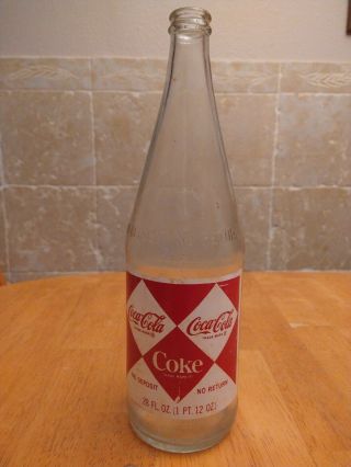 Rare Straight Side Coca Cola Diamond Ndnr 1 Pt.  12 Oz Bottle Crown Top