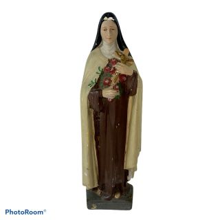 Saint Therese Chalkware Statue 16.  5 " Tall Vintage Antique