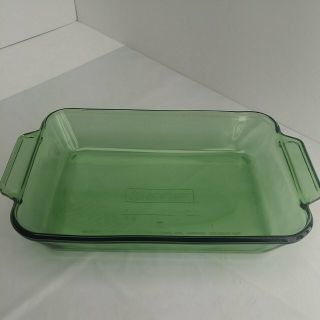 Rare Anchor Hocking 8 X11 Glass Baking Pan Casserole Dish Green (5a1)