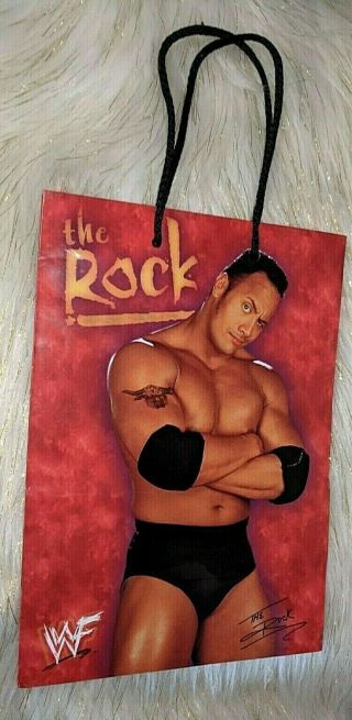 Vtg Wwf The Rock Collectible Gift Bag Wrap Rare Wrestling Dwayne Johnson Wwe