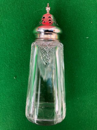 Antique Hallmarked Sterling Silver & Cut Glass Sugar Shaker - Sheffield 1913