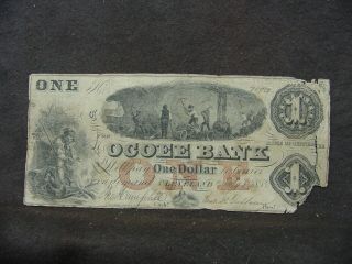 Rare 1854 $1 One Dollar The Ocoee Bank Of Cleveland,  Tenn.