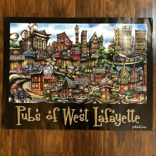 Pubs Of West Lafayette Poster Print Indiana Bars Beer Drinking Mancave 18 " X 24 "